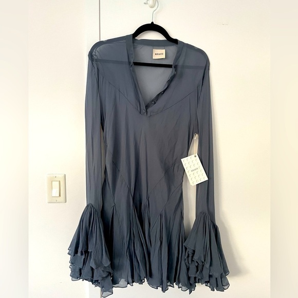 RARE Khaite Winston silk chiffon dress in slate NWT - Picture 2 of 7